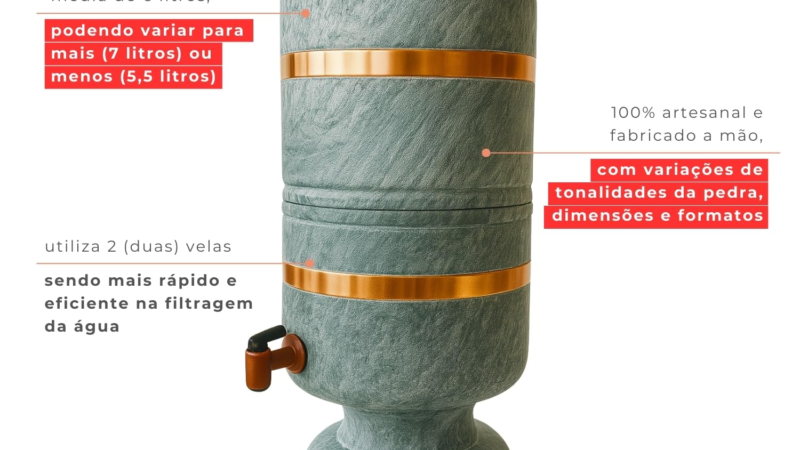 Filtro de Água Rústico de Pedra Sabão de 6 Litros: Artesanato em Ouro Preto