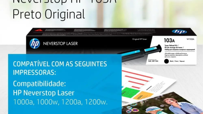 Kit de Recarga de Toner Neverstop HP 103A (W1103AB) para Impressoras Neverstop Laser 1000 e 1200