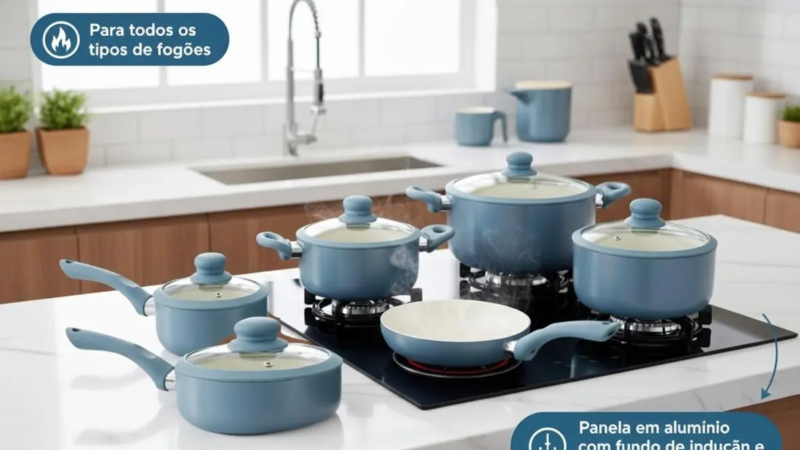 Descubra o Jogo de Panelas de Indução Casambiente Cerâmica – Azul 7 Peças Genebra