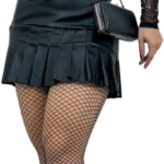 Saia Curta Feminina de Couro Fake com Babado, Cintura Alta e Pregas: Estilo e Conforto image